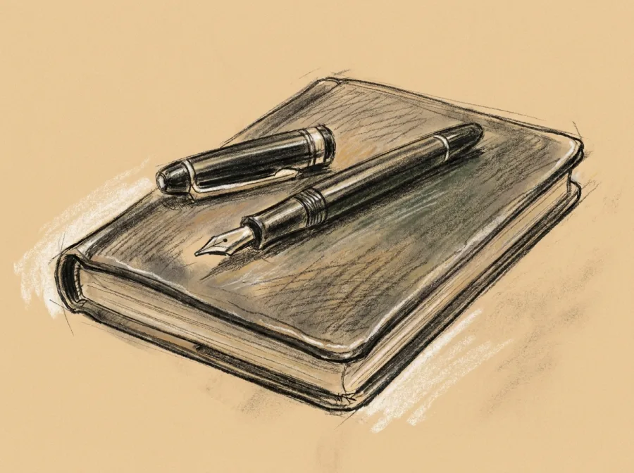 Sketch representing Pens & desk