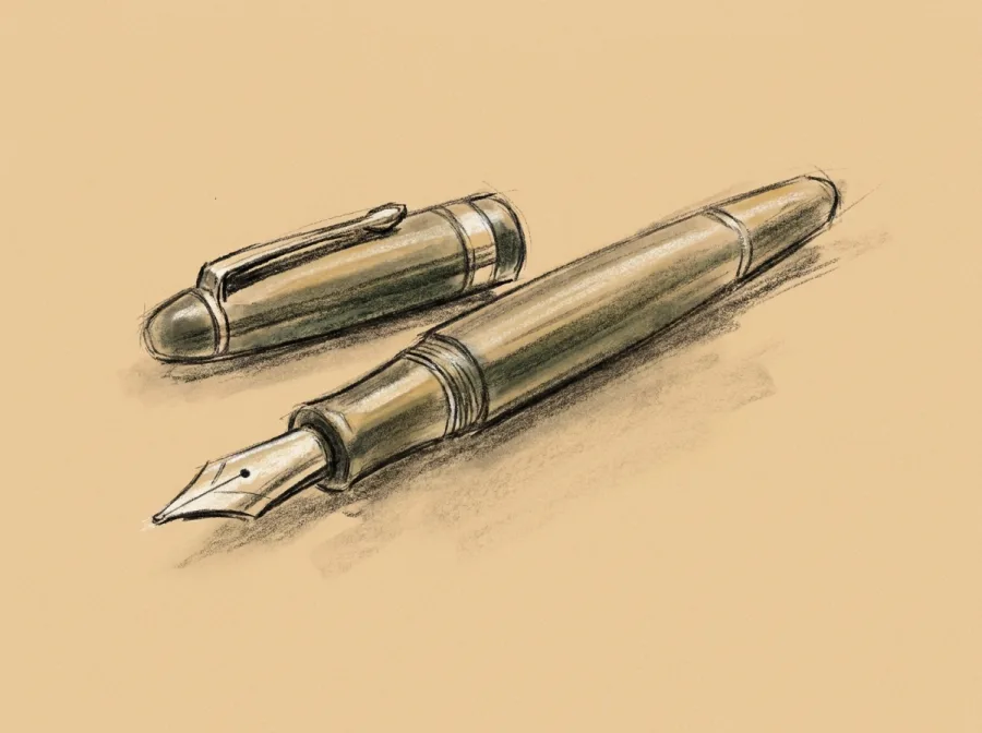 Sketch of Starwalker World Time Fountain Pen White Gold Au 750 - 18 Karat